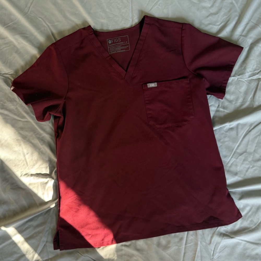 Figs Women's Top in Burgundy size medium Catarina